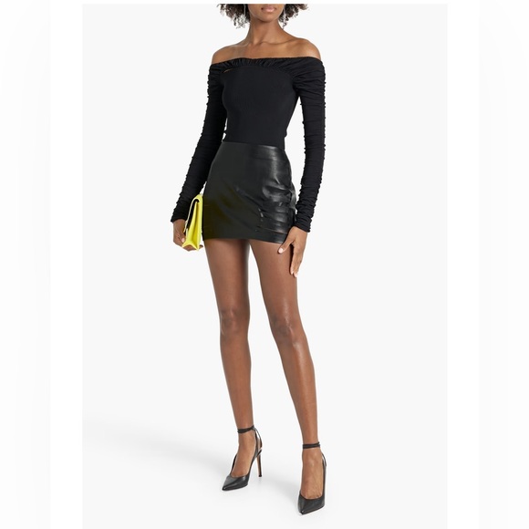 ZEYNEP ARCAY Cut Out black leather mini skirt